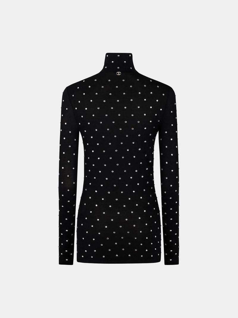 BLACK CRYSTAL-EMBELLISHED TOP IN SECOND-SKIN JERSEY 7