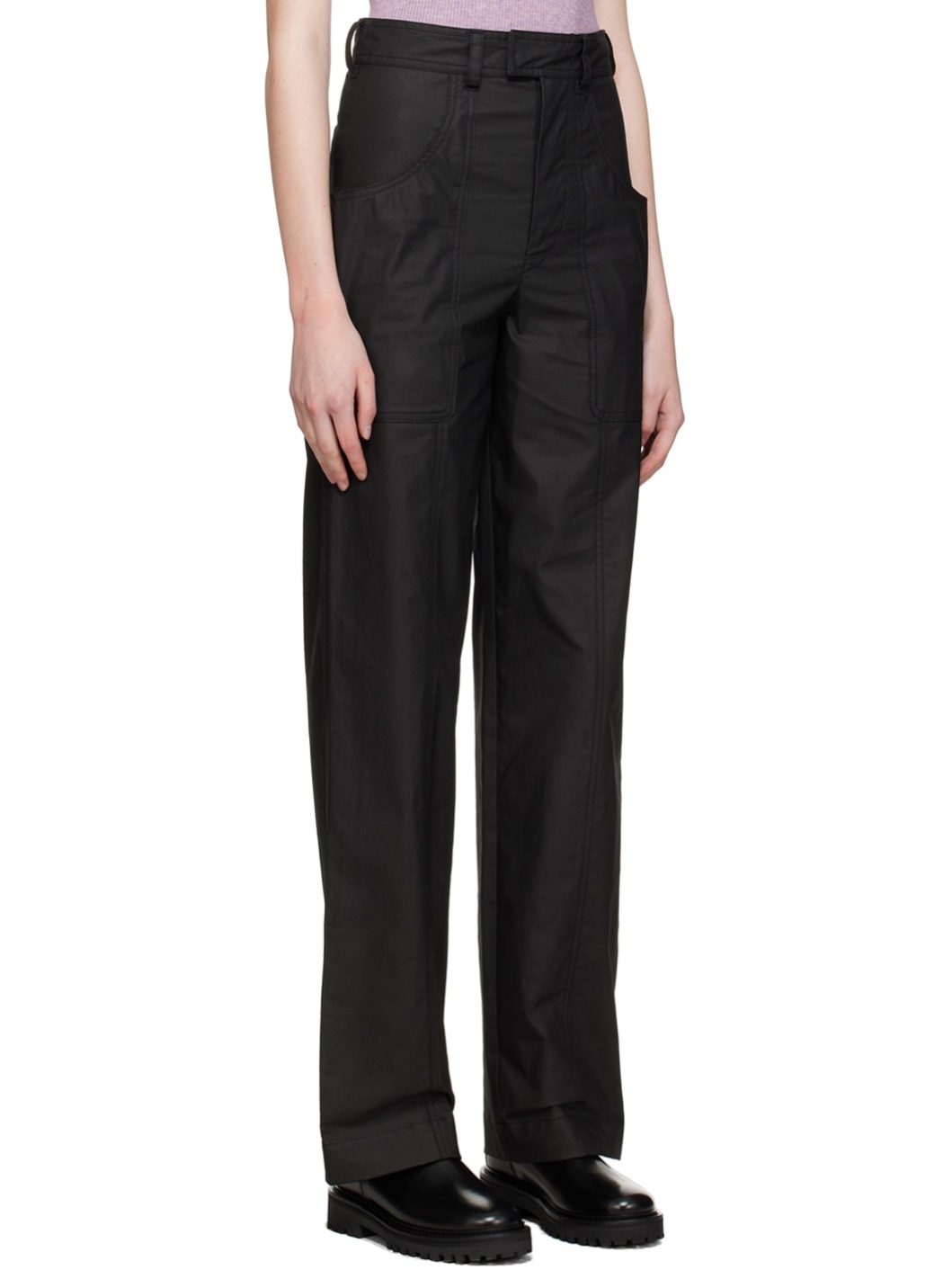 Black Glatiny Trousers - 2