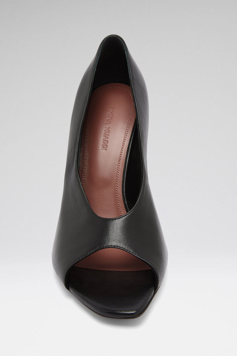 Amina Muaddi JULIANNE PEEP TOE PUMP BLACK NAPPA outlook