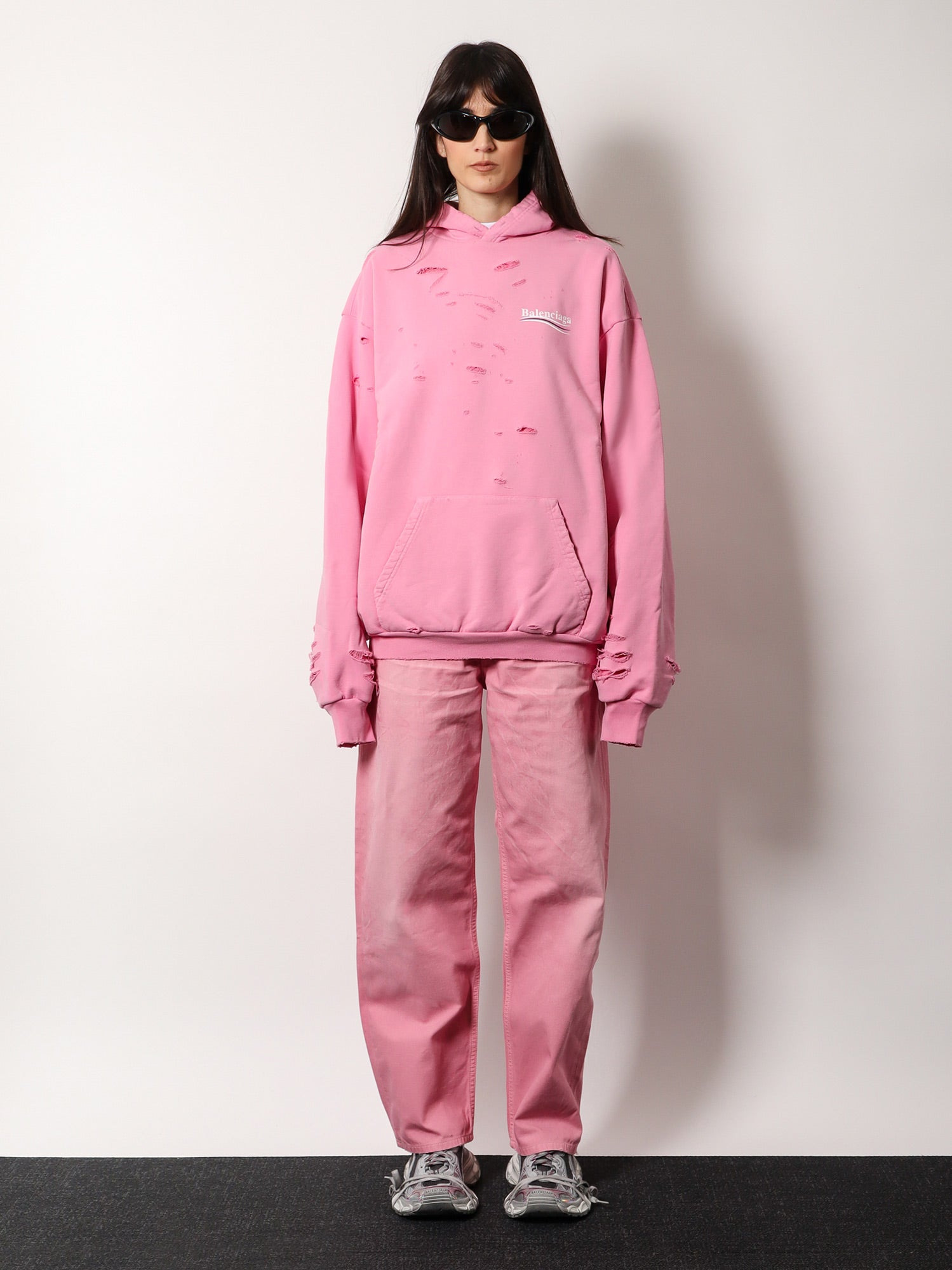 Balenciaga Women Destroyed Finish Cotton Sweatshirt - 2