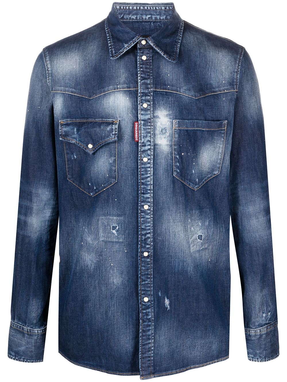 distressed details denim shirt - 1