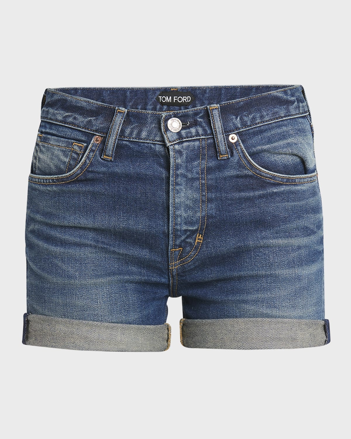 Mid-Rise Comfort Stone-Washed Denim Shorts - 1