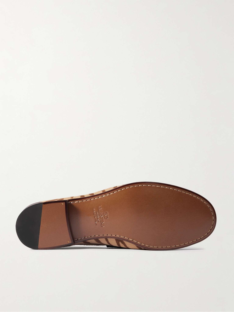 Valentino Logo-Embellished Leather-Trimmed Tiger-Print Calf Hair Loafers outlook