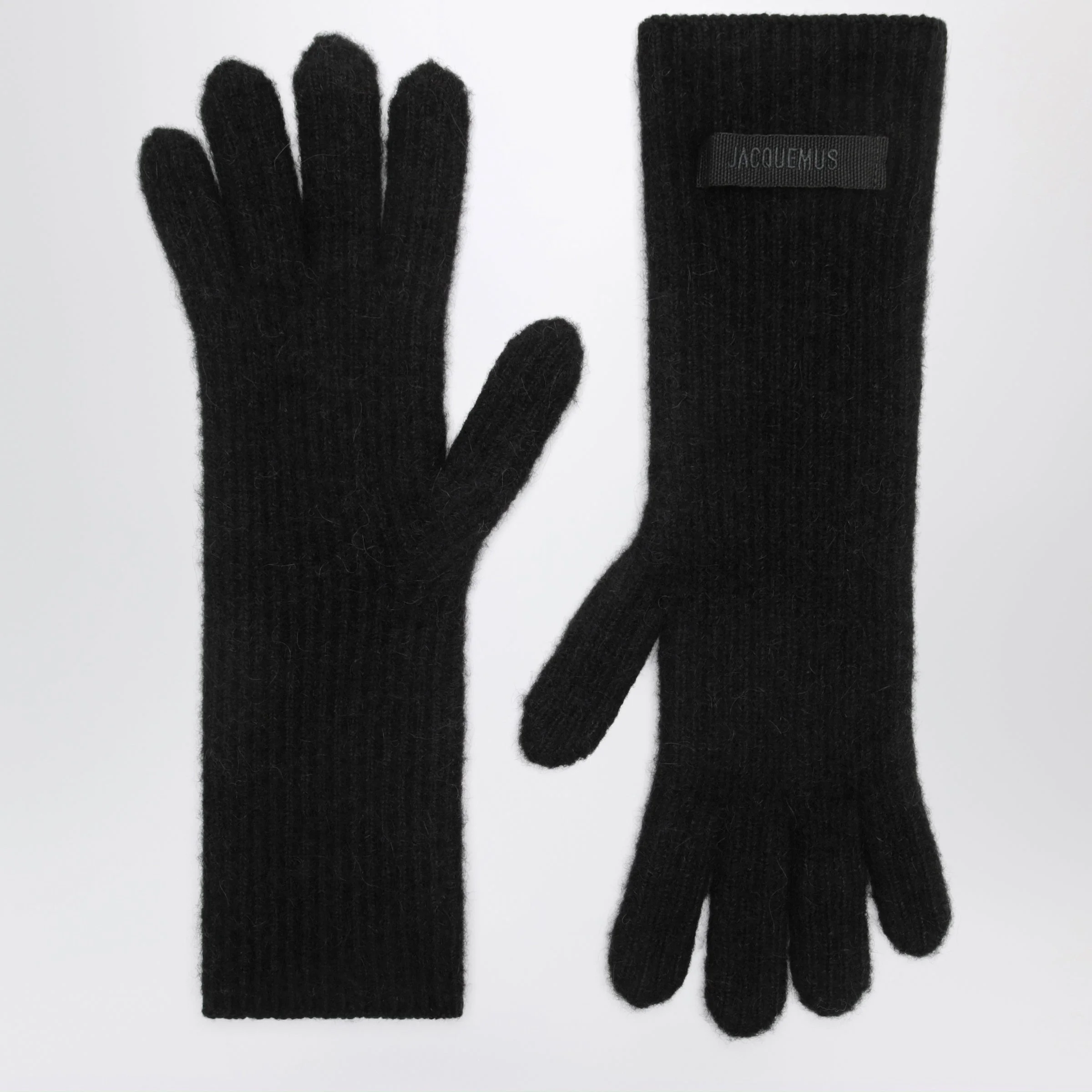 Jacquemus Black Gros Grain Gloves In Alpaca Blend Women - 1