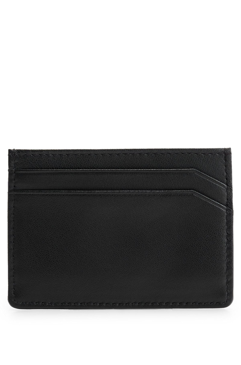 HUGO MATTE-LEATHER CARD HOLDER WITH HANDWRITTEN LOGO outlook