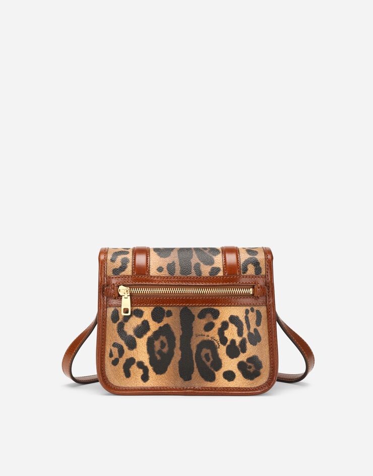 Small messenger bag in leopard-print Crespo with branded plate - 4