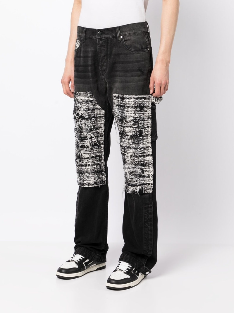 tweed-panelling distressed jeans 3