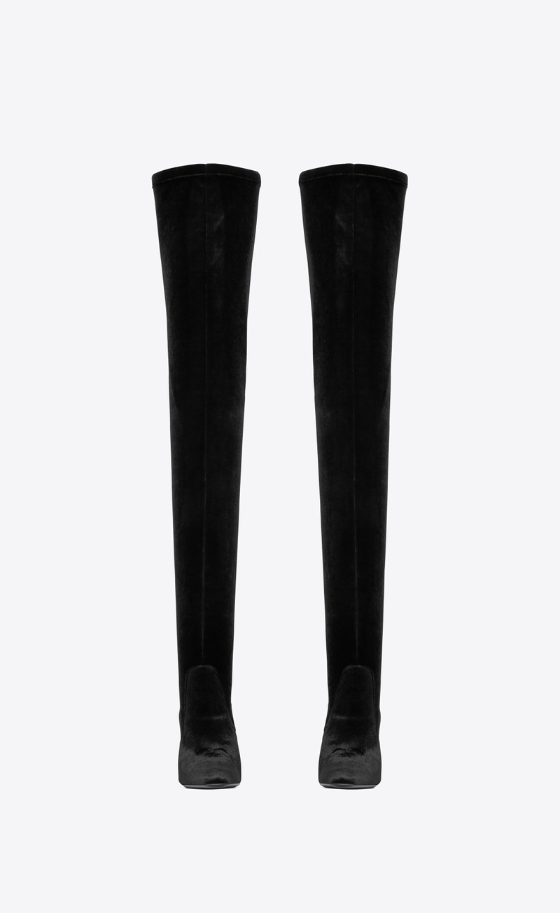 SAINT LAURENT auteuil over-the-knee boots in stretch velvet outlook