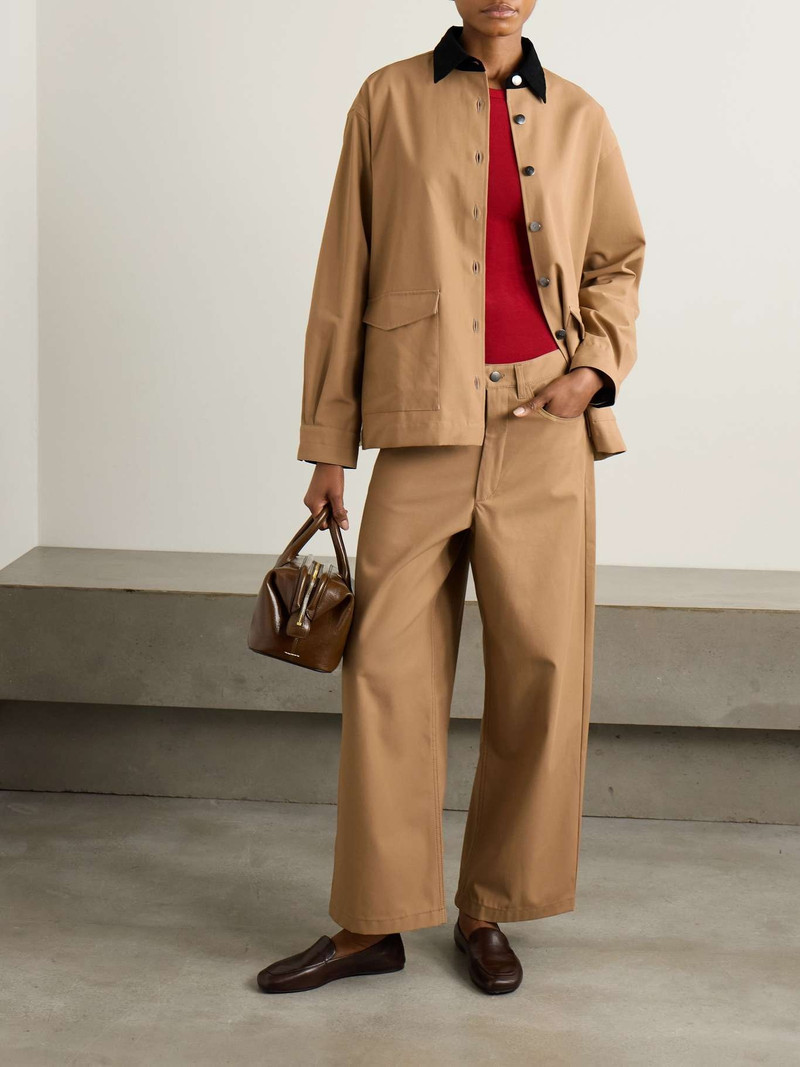 MARIA McMANUS Corduroy-trimmed organic cotton-twill jacket Camel outlook