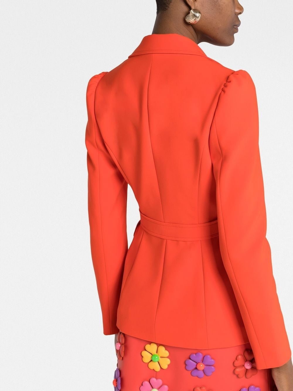logo-plaque belted blazer - 5