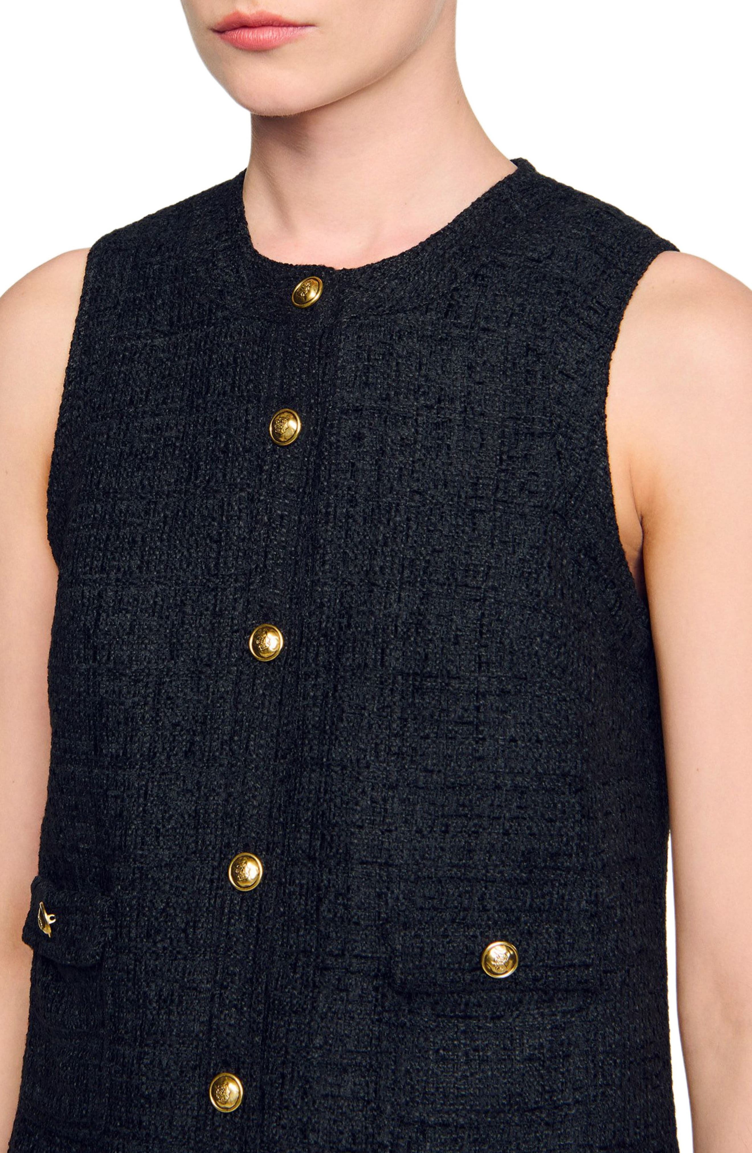 SANDRO Short tweed dress in Black at Nordstrom - 5