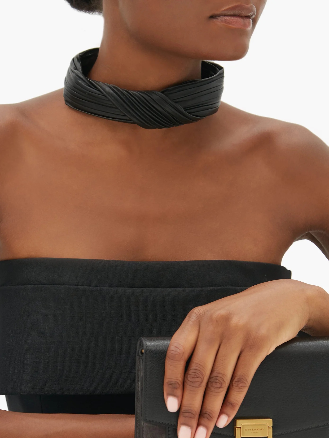 Pleated leather choker - 2