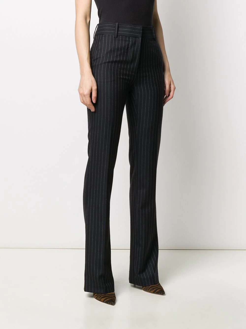 pinstriped bootcut trousers - 3