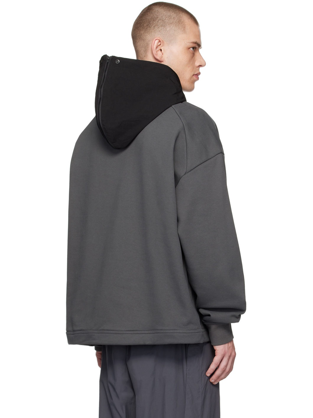Black & Gray Paneled Hoodie - 3