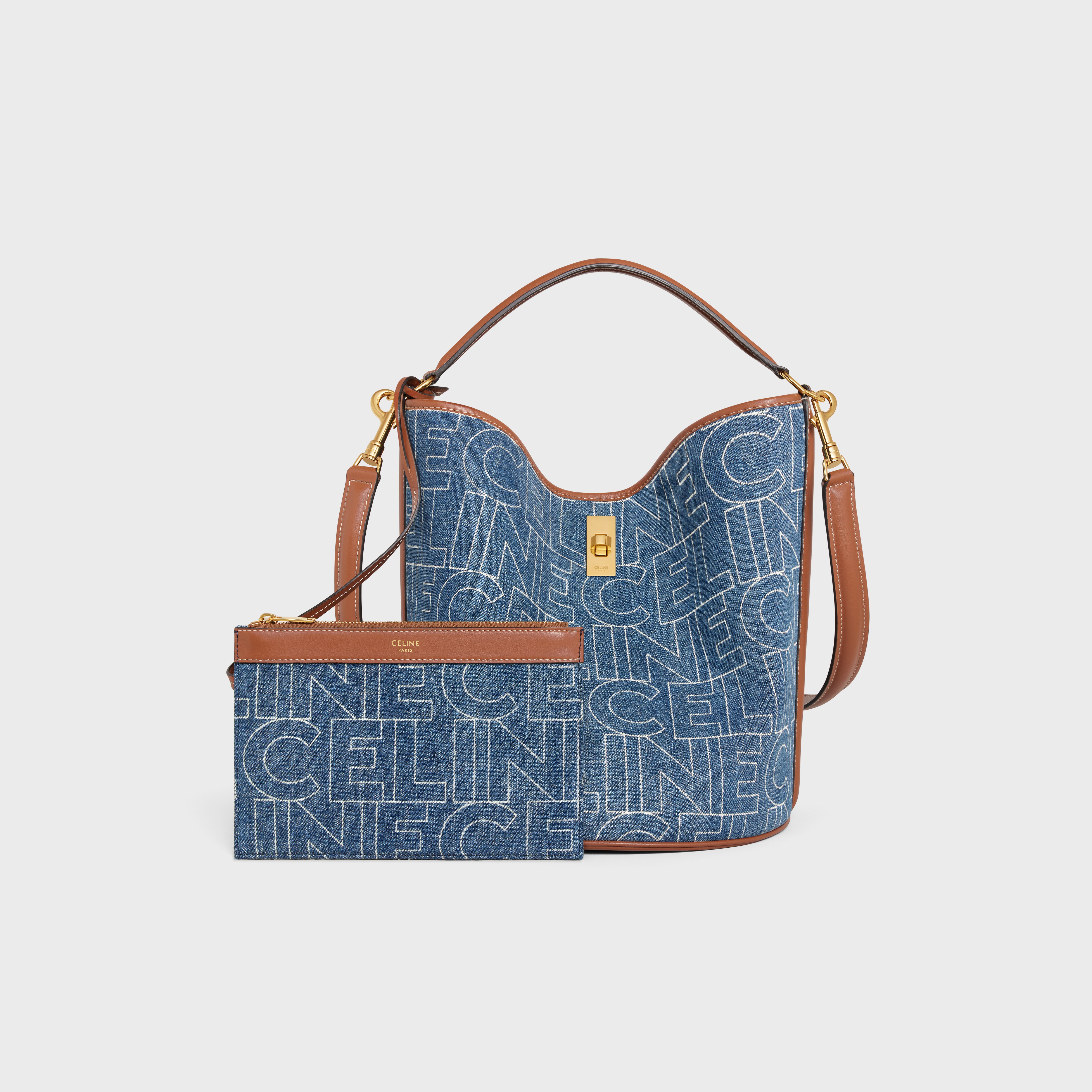 Bucket 16 Bag in DENIM WITH CELINE ALL-OVER print - 6