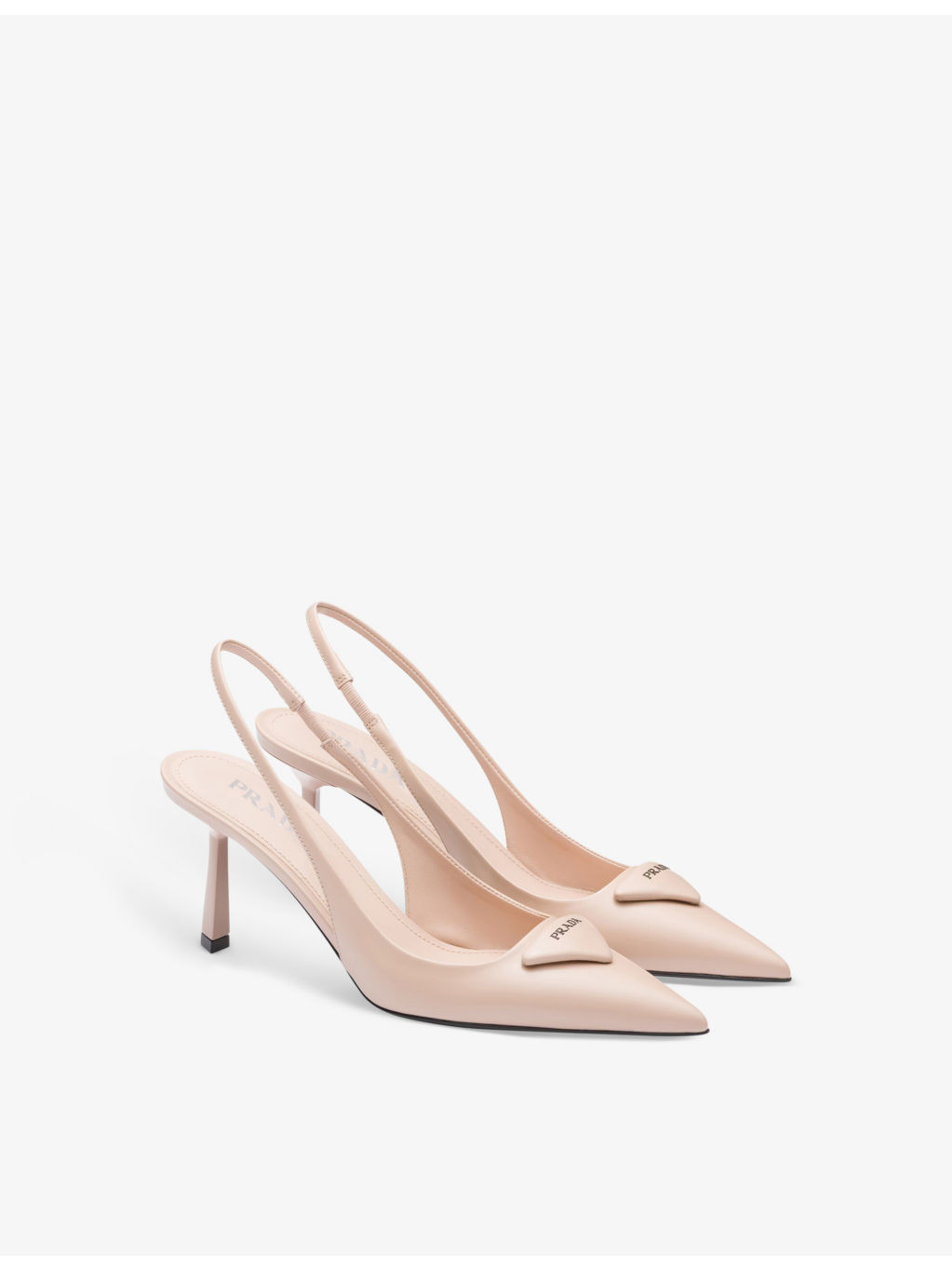 Logo-plaque slingback heeled leather pumps - 4