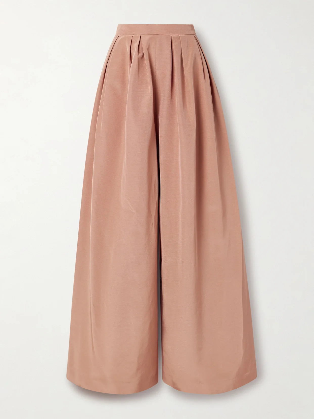 Pleated Cotton-blend Faille Wide-leg Pants - 1