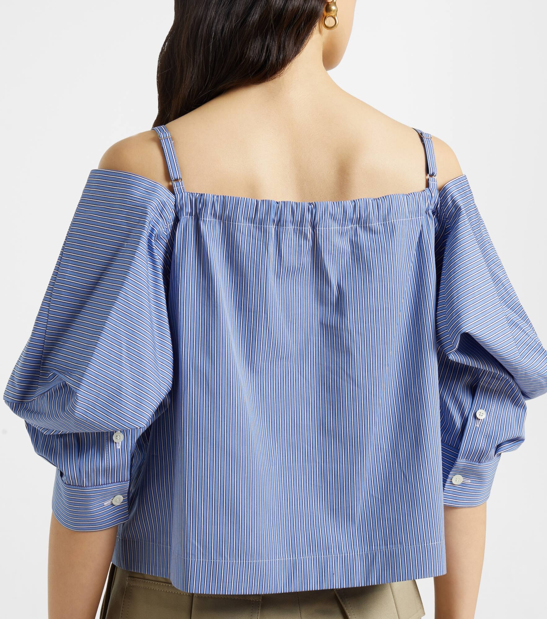 Striped cotton poplin top - 5