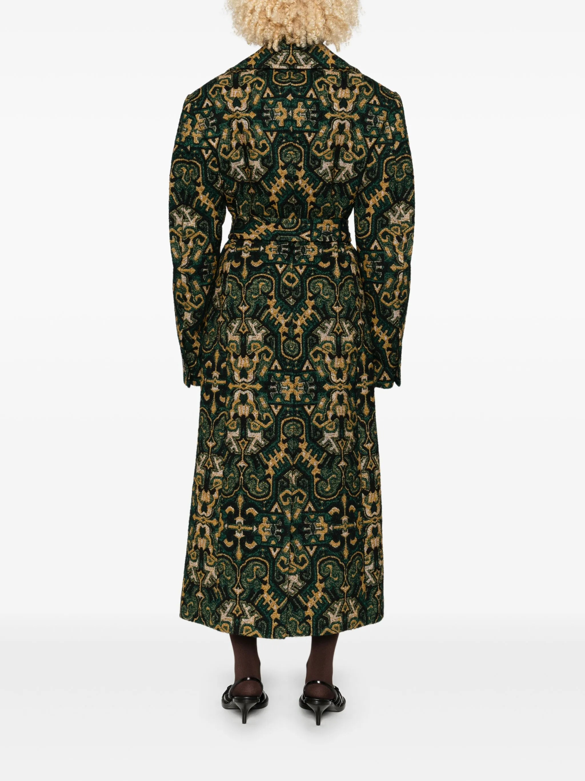Dries Van Noten Belted Patterned Coat - 5