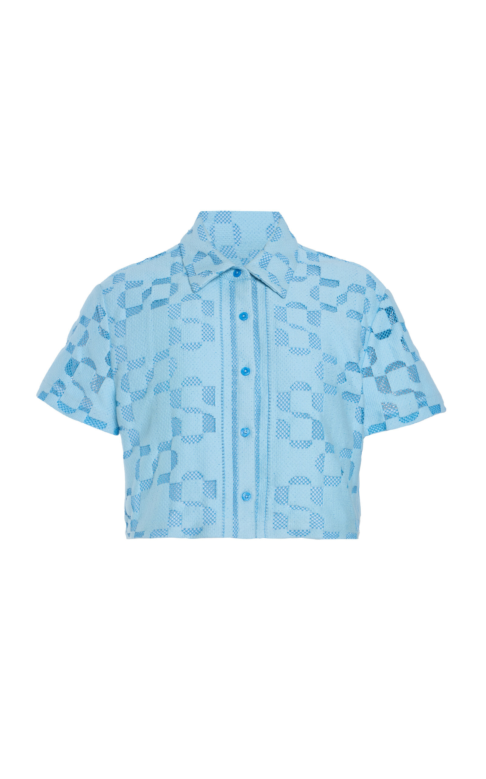 Makaia Cropped Cotton-Blend Shirt blue - 1