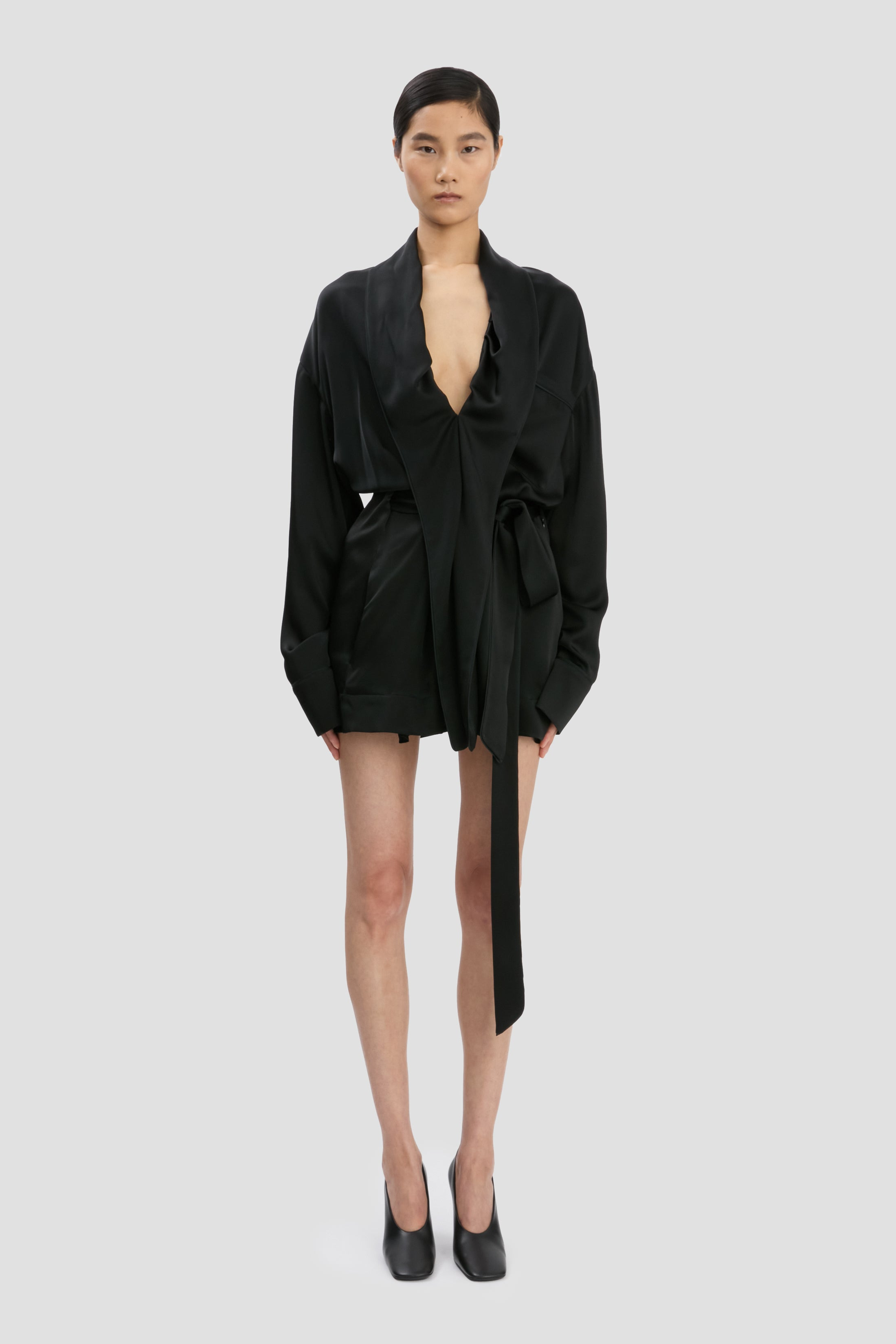 Wrap Detail Mini Dress In Black - 2