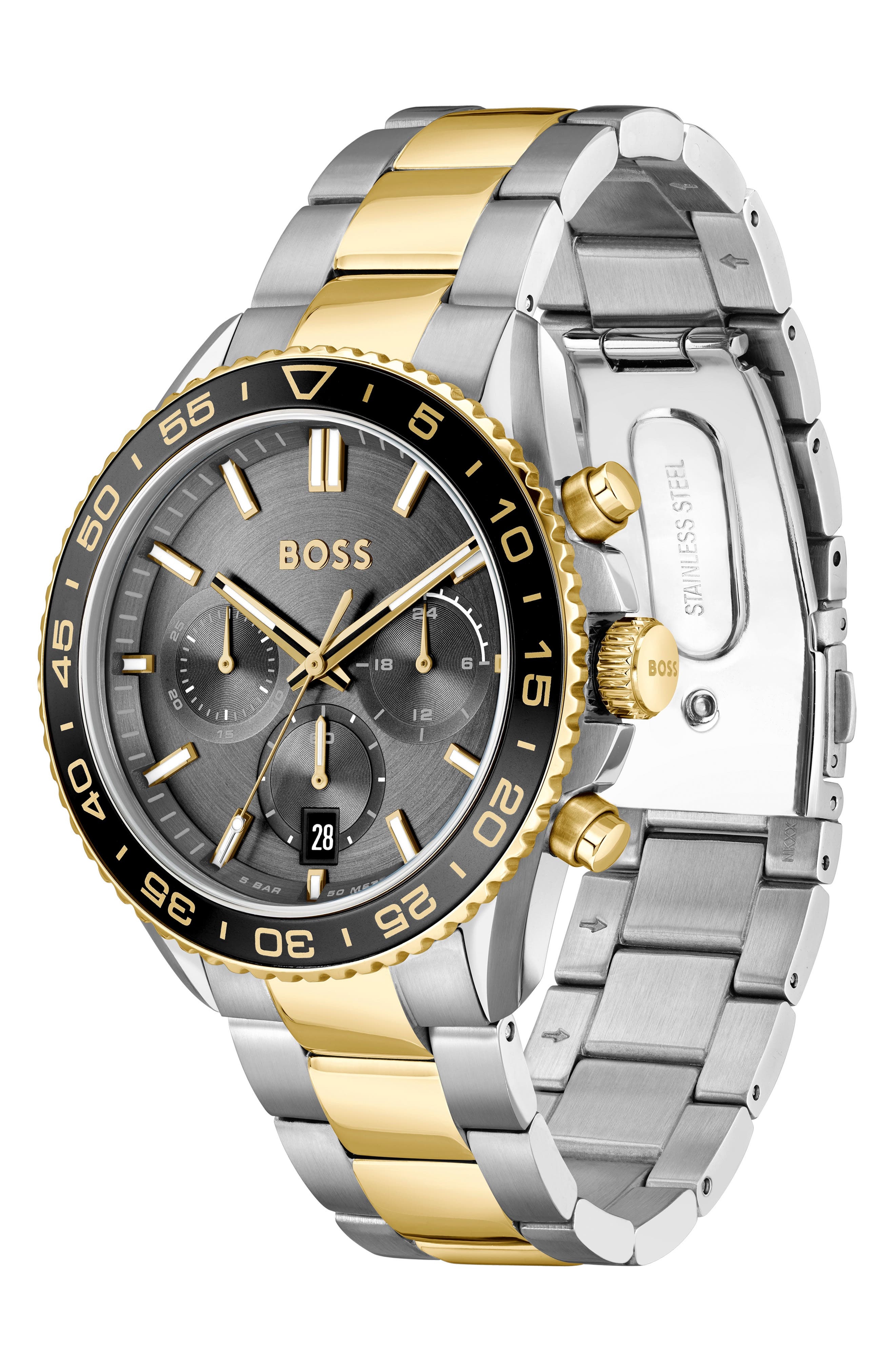 BOSS Runner Chronograph Bracelet Watch, 45mm in Gray/black at Nordstrom - 3