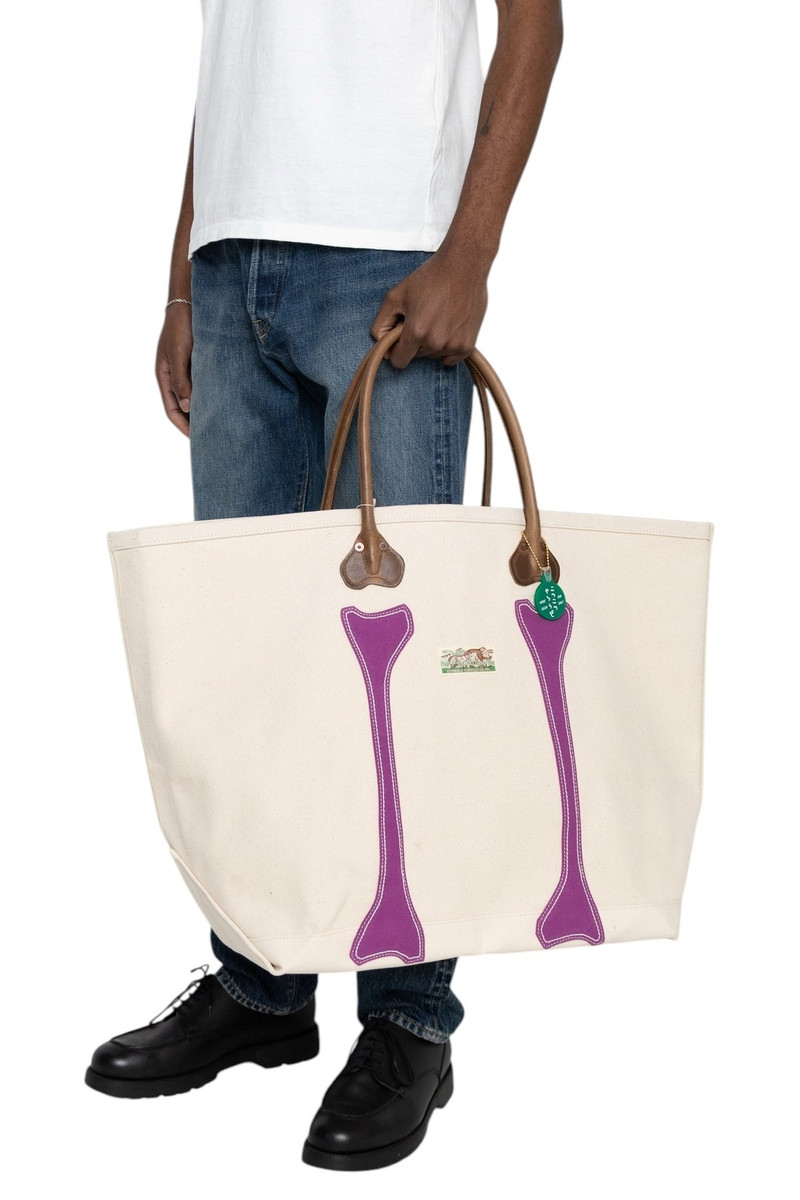 Kapital #4 Canvas KOTSU KOTSU TOTE BAG L - Ecru x Purple outlook