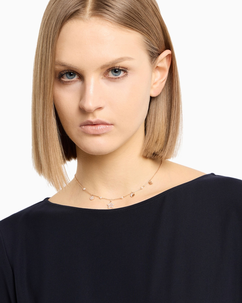 EMPORIO ARMANI ROSE GOLD-TONE BRASS STATION NECKLACE outlook