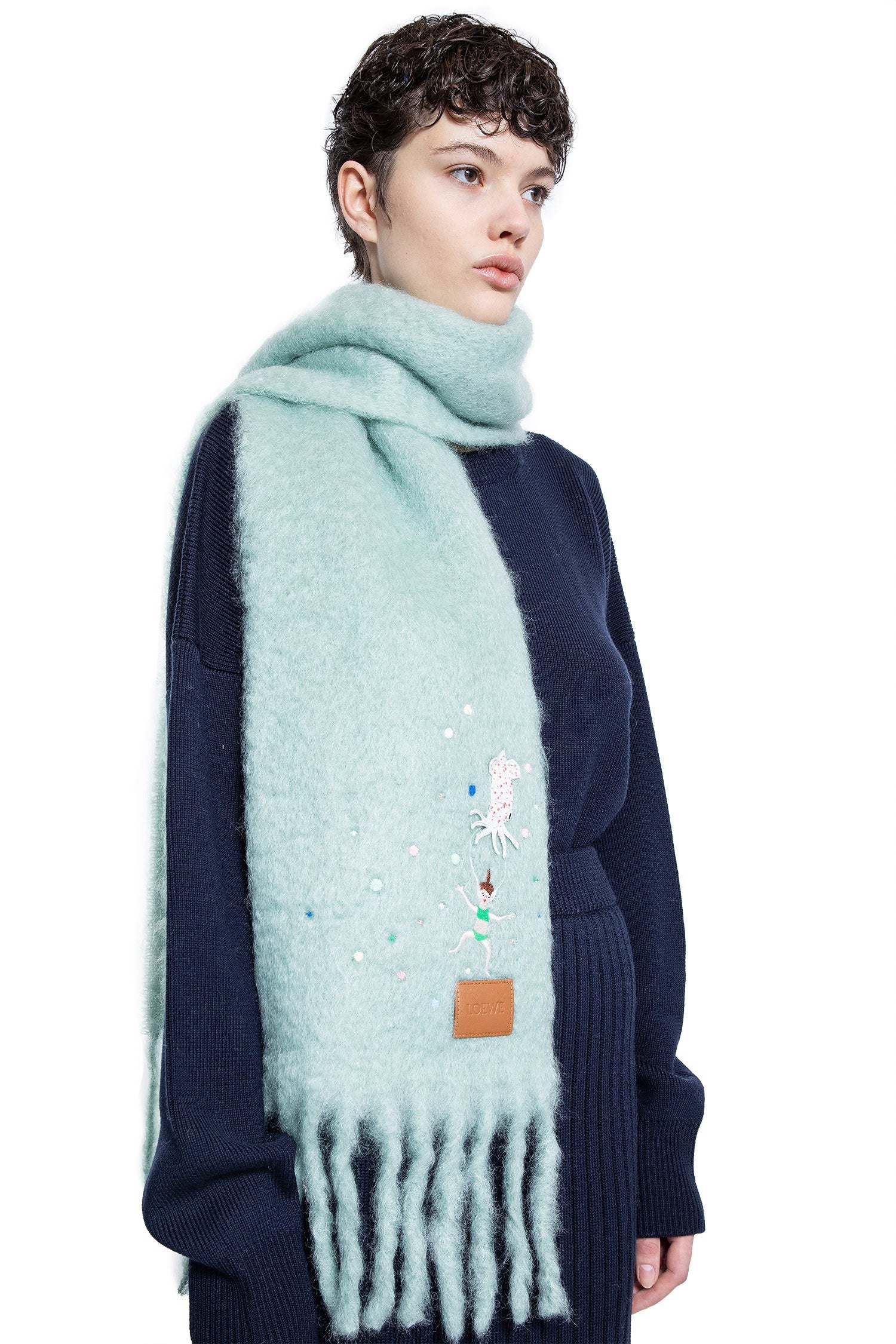 LOEWE｜ (Squid Scarf in mohair & wool (FSA6SS1X10 4412)) Loewe Suna-Fujita-Collaboration-Squid-Scarf-In-Mohair-And