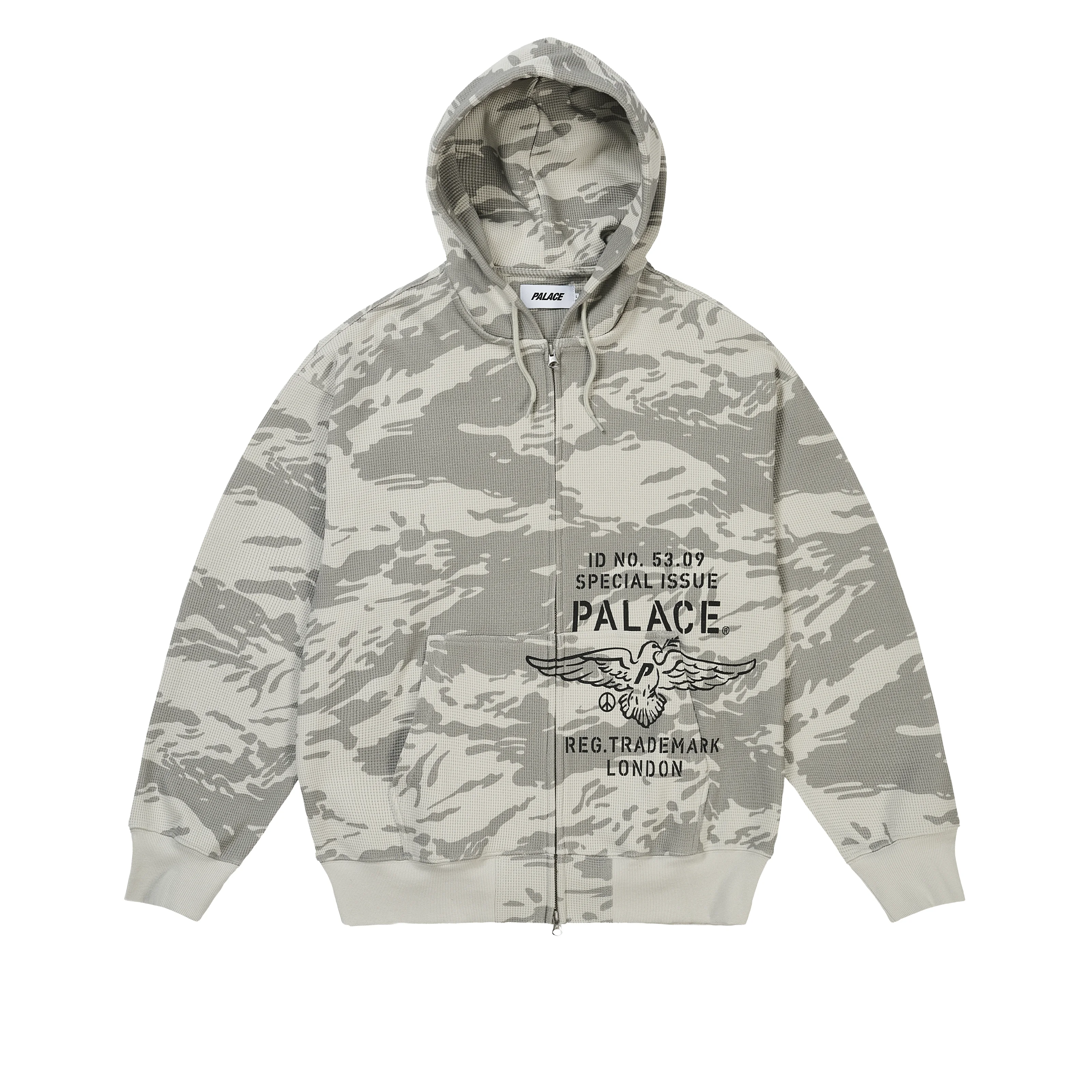 DOVE STAMP WAFFLE ZIP HOOD SNOW CAMO - 1