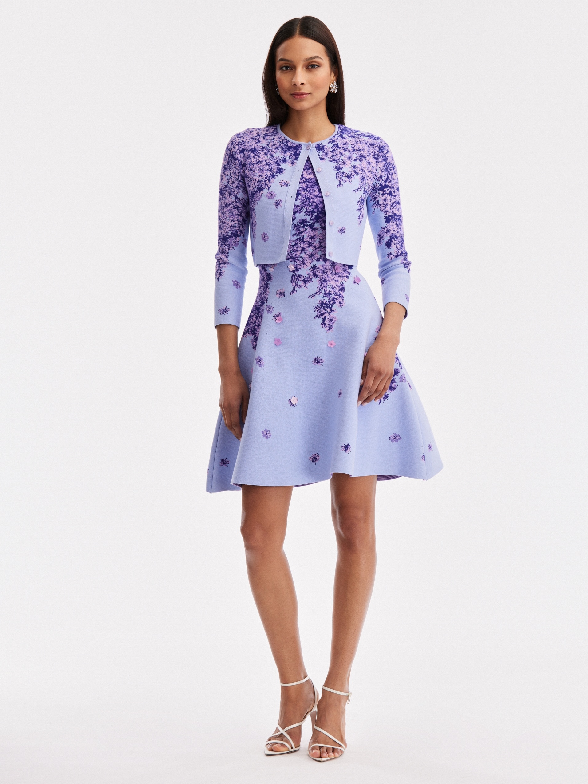 DEGRADE LILAC JACQUARD CROPPED CARDIGAN - 2