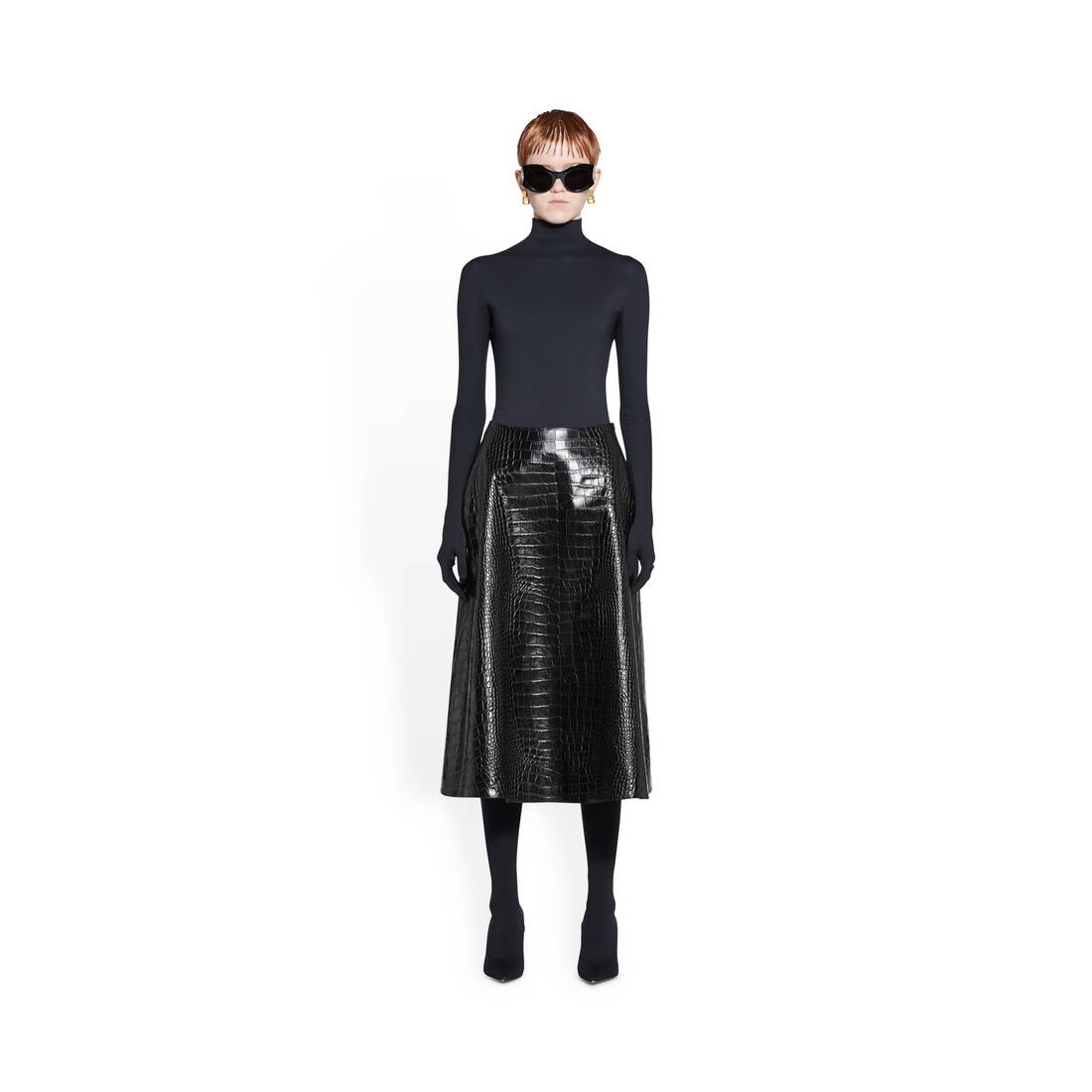 Women's A-line Skirt in Black - 2