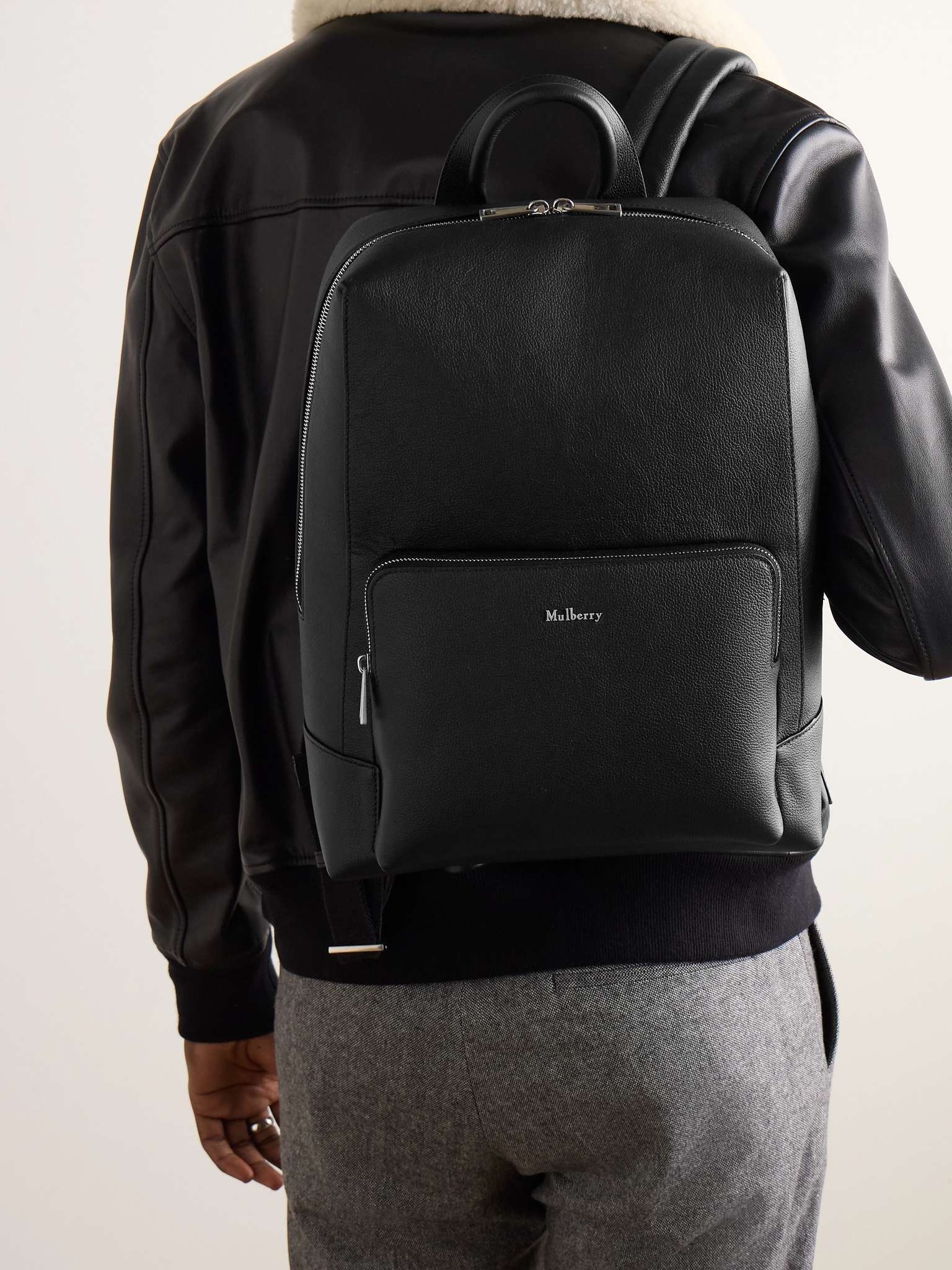 Mulberry black leather backpack hotsell