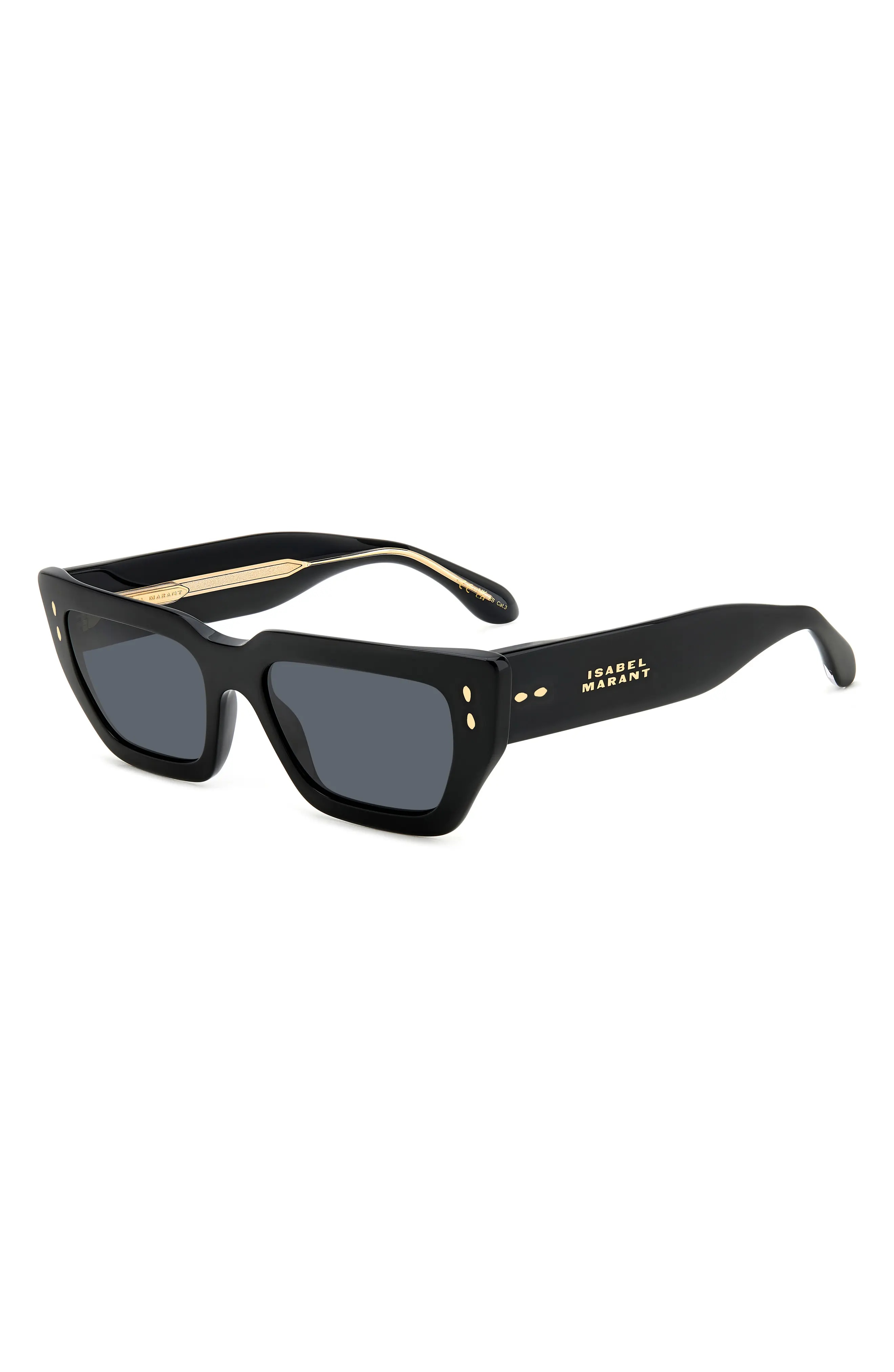 54mm Rectangular Sunglasses in Black/Grey - 2