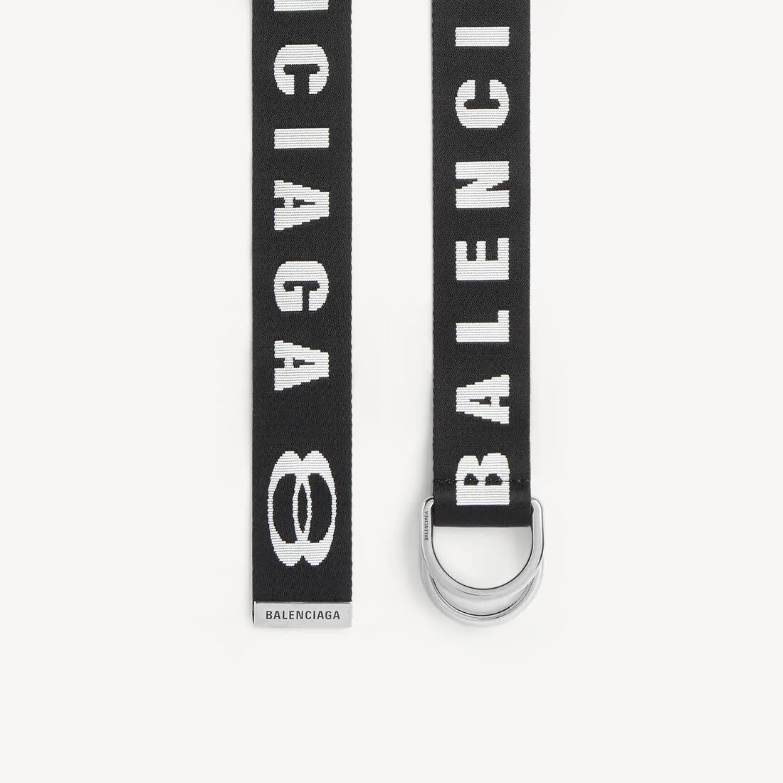 Men's D Ring Belt in Black/white - 1