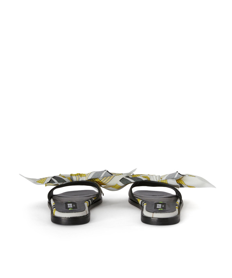 MSGM Tecno canvas check flat sandal with knot outlook