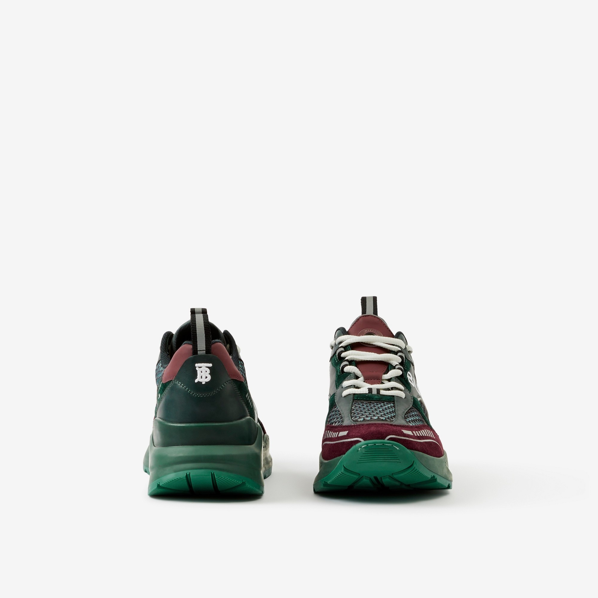 Logo Print Leather, Suede and Mesh Sneakers - 4