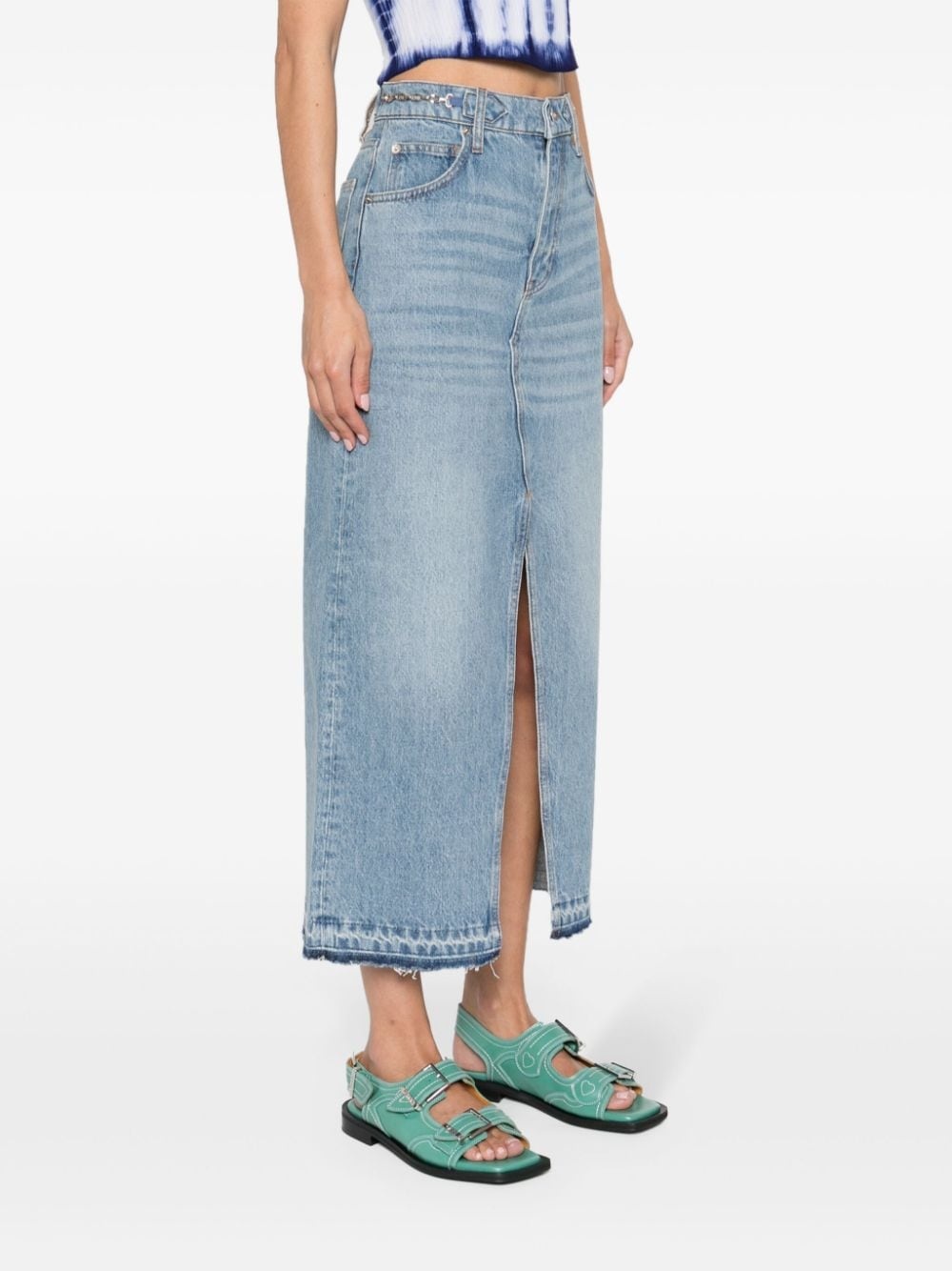 slit denim midi skirt - 3