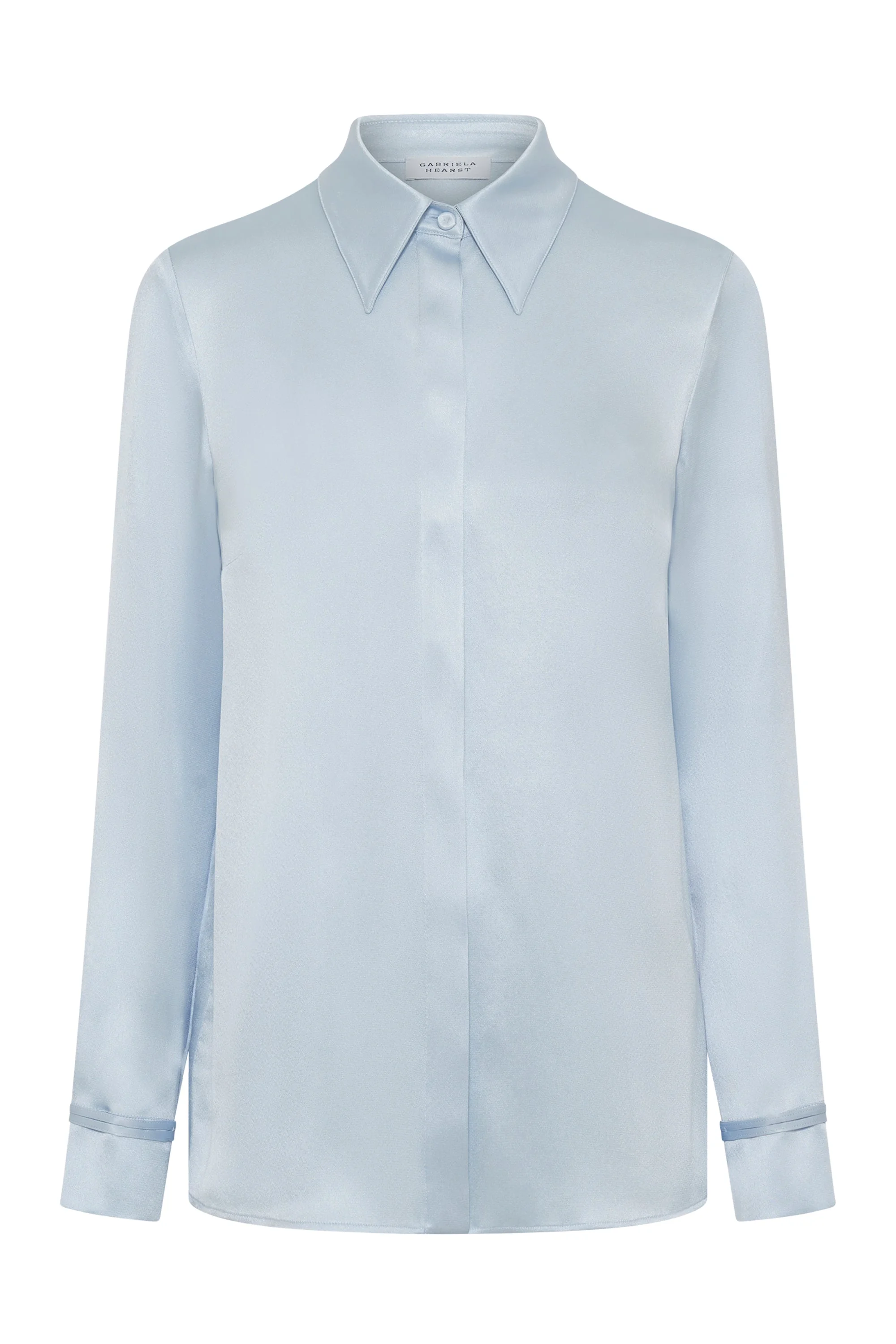 Cruz Shirt in Light Blue Silk Satin - 1