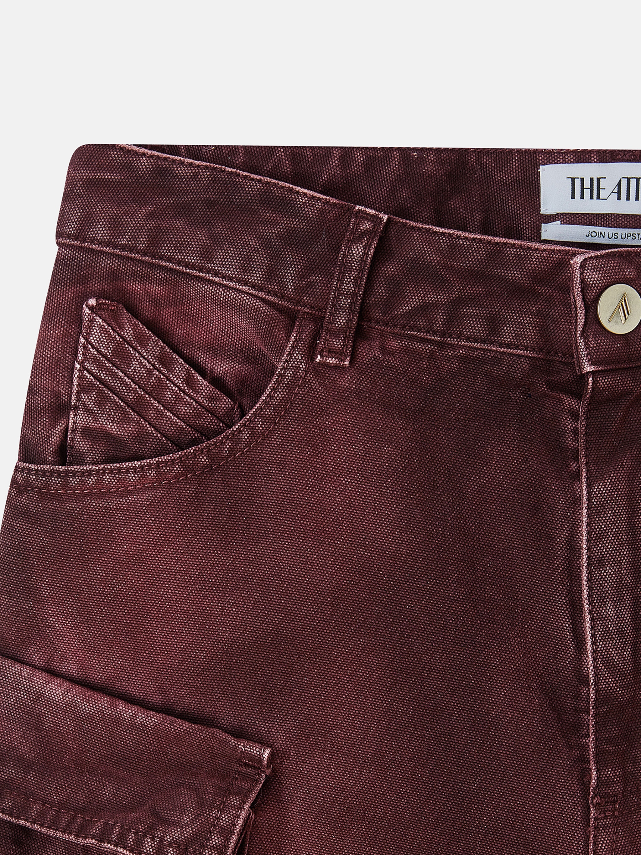 ''FERN'' RED AND BURGUNDY DENIM LONG PANTS - 5