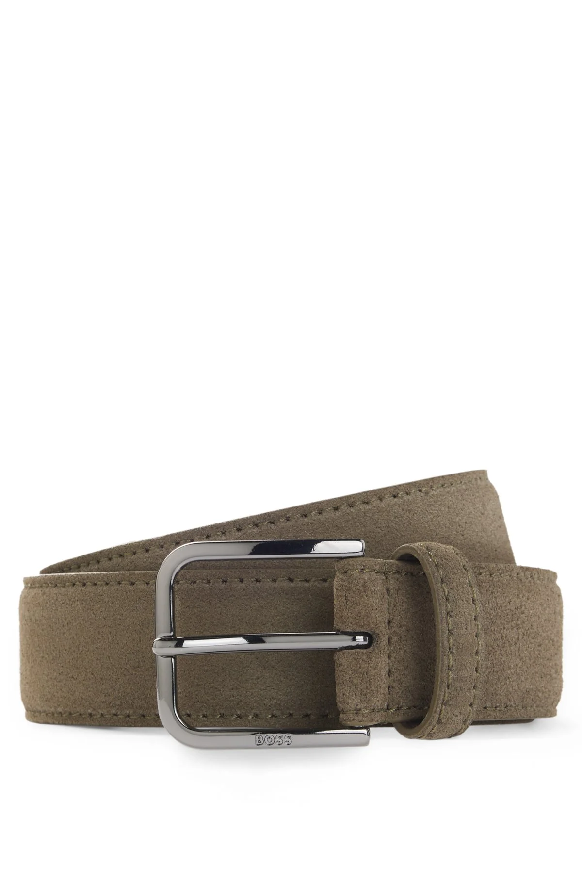 LEATHER BUSINESS BELT WITH POLISHED GUNMETAL BUCKLE - 1