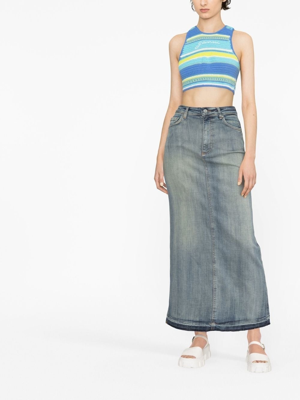 denim maxi skirt - 2
