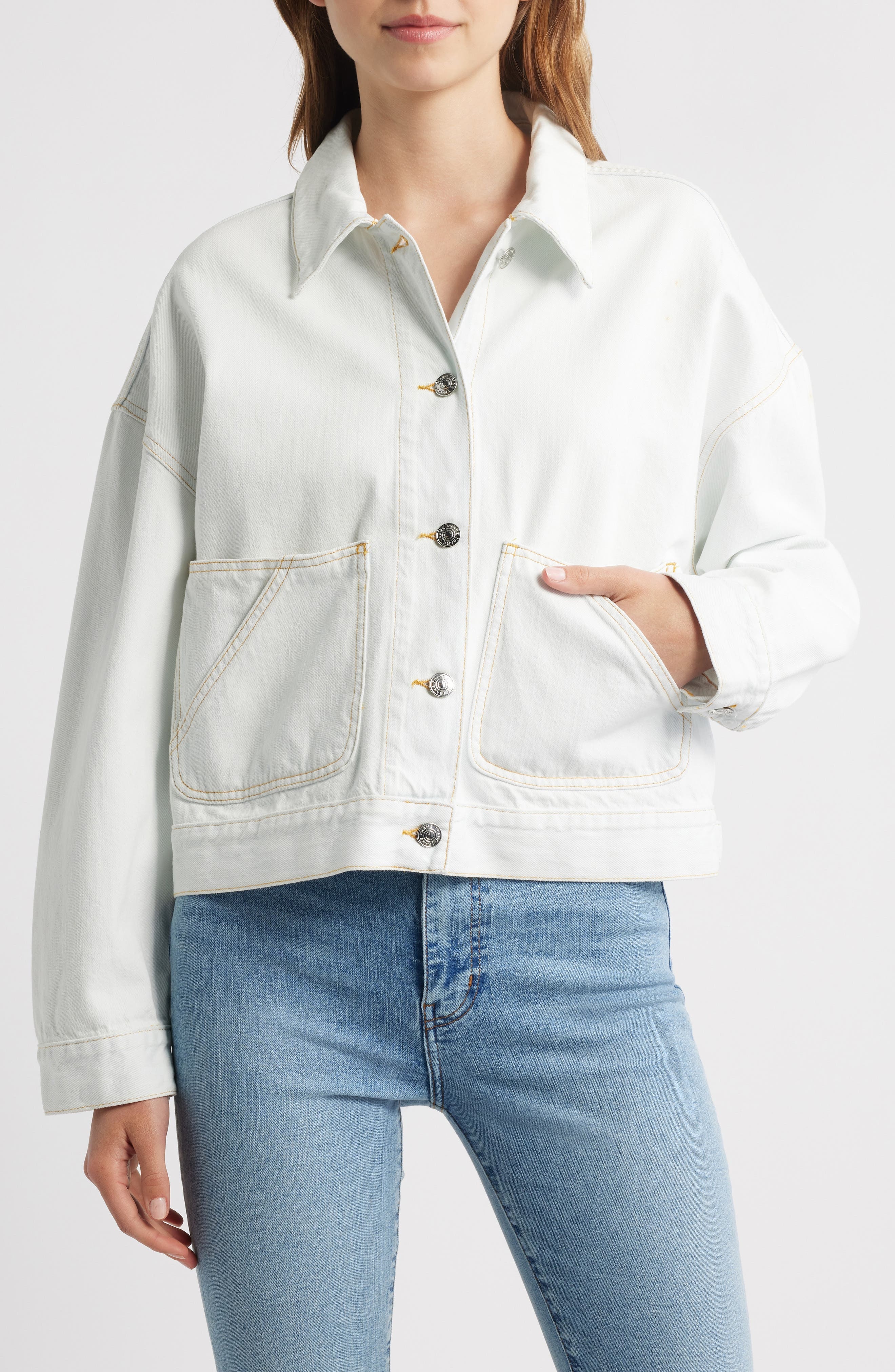 FRAME The Boxy Field Denim Jacket in Trinity at Nordstrom - 4