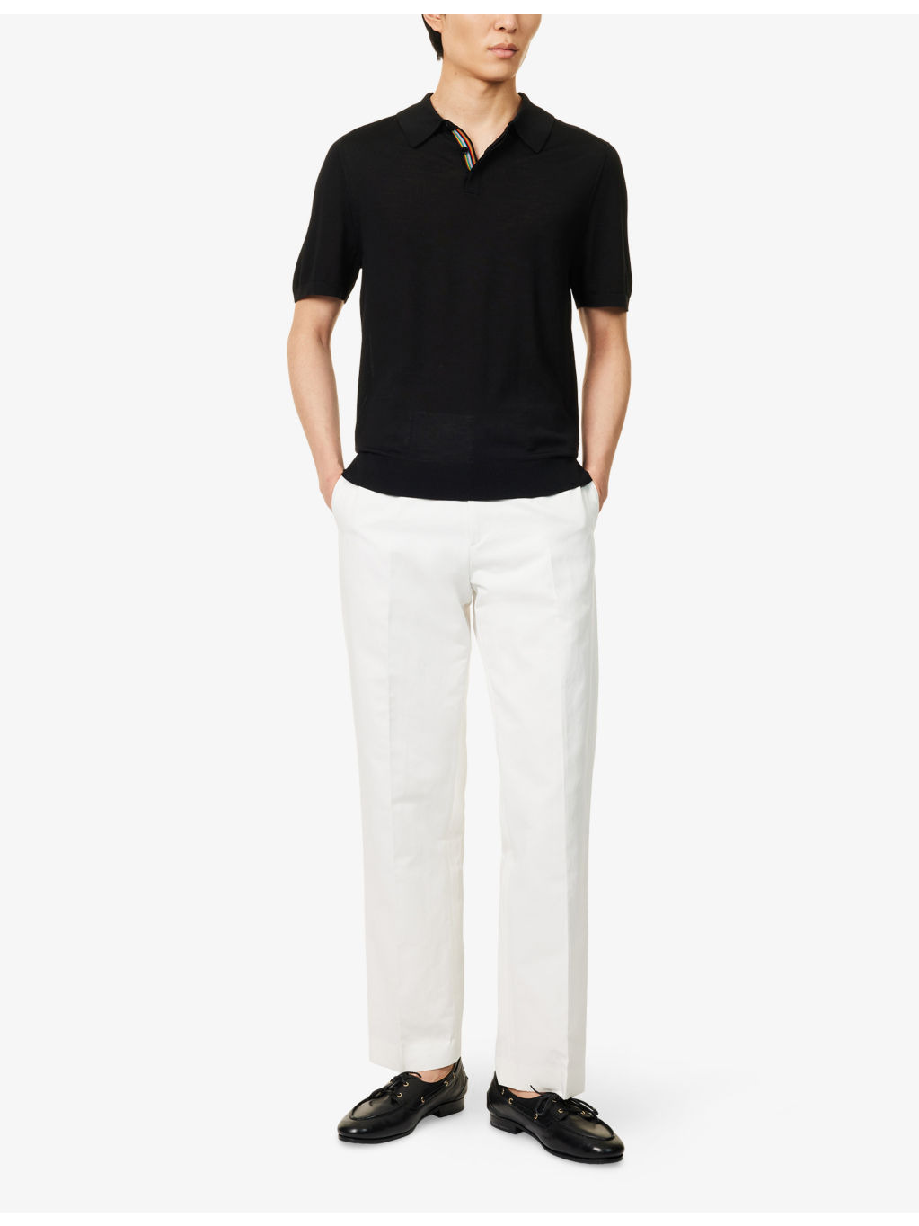 Embroidered-Logo Fine-Knit Wool Polo Shirt - 2