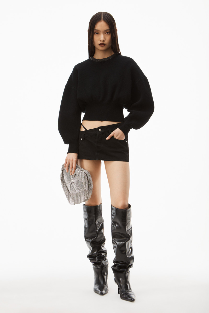 Alexander Wang CRYSTAL TRIM PULLOVER IN BOILED WOOL outlook