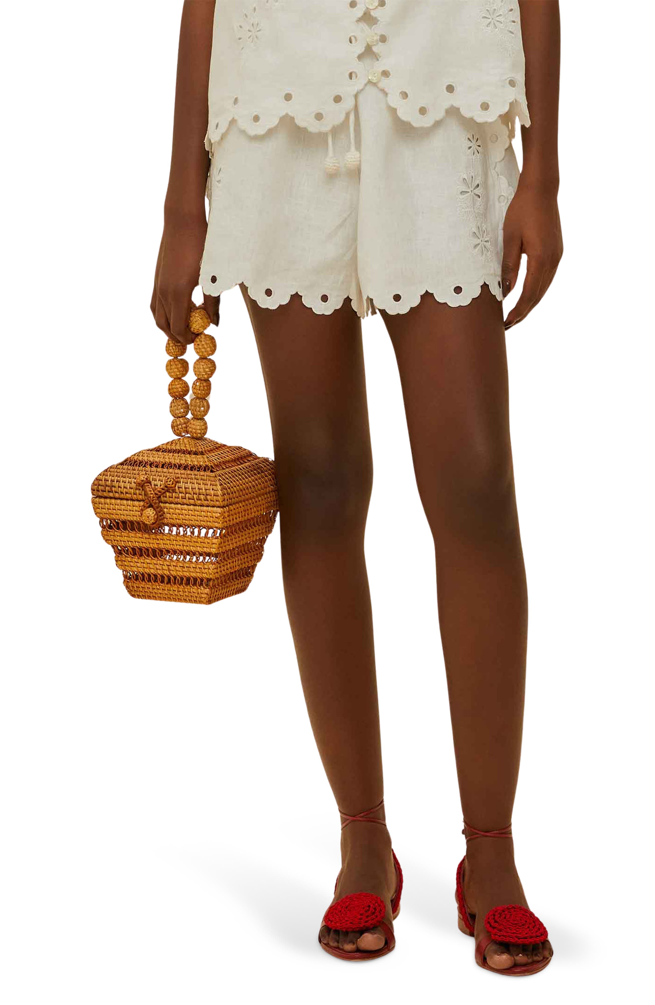 FARM Rio Flowers Richelieu Euroflax™ Premium Linen Shorts in Off-White at Nordstrom - 1