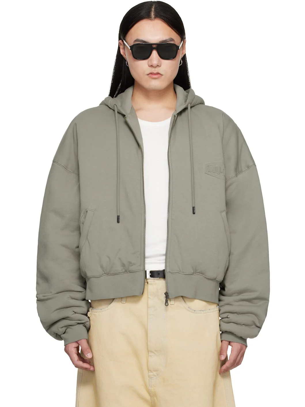 Gray Wadded Hoodie - 1