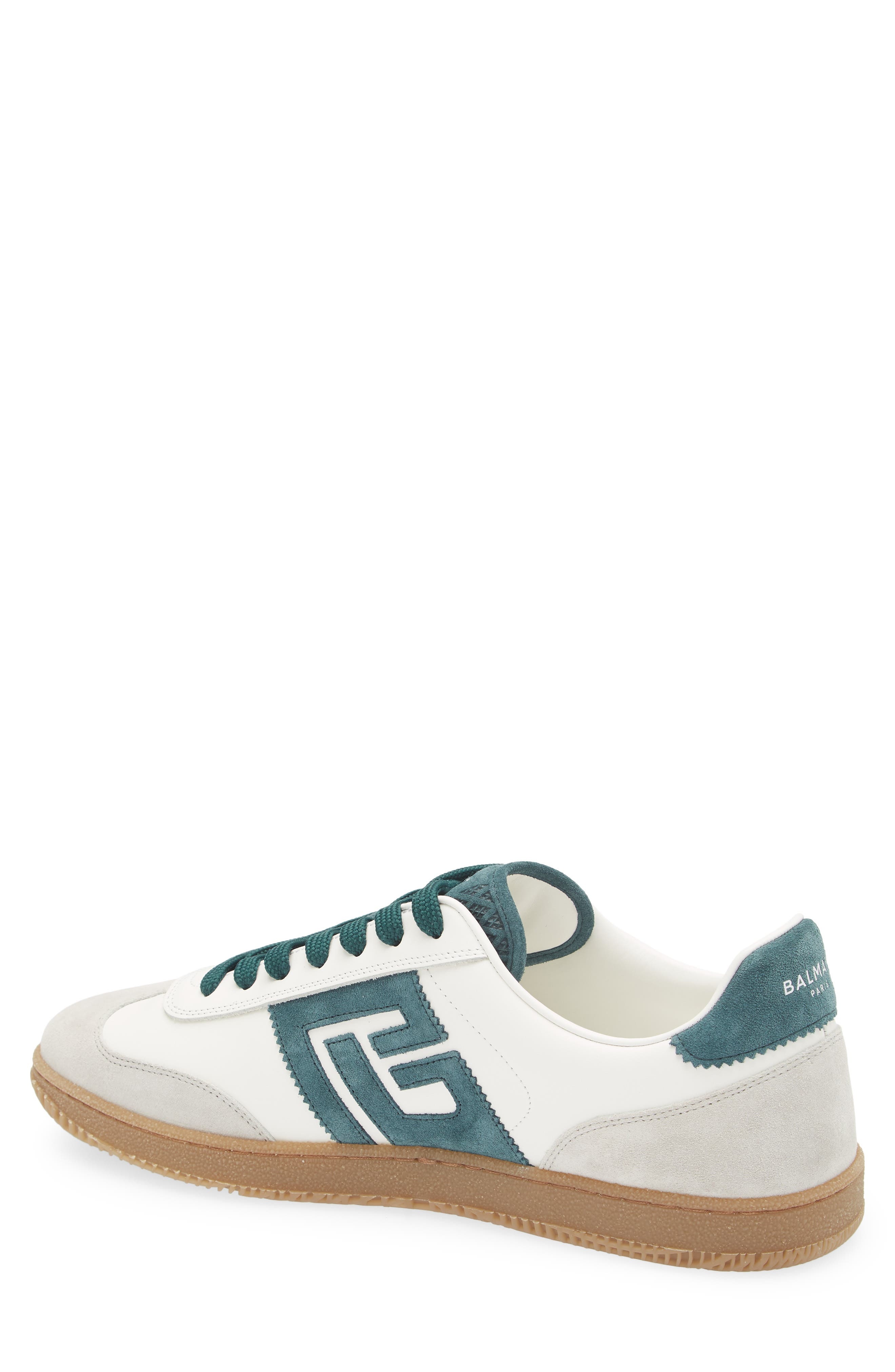 Balmain Swan Low Top Sneaker in Emerald/White at Nordstrom - 2