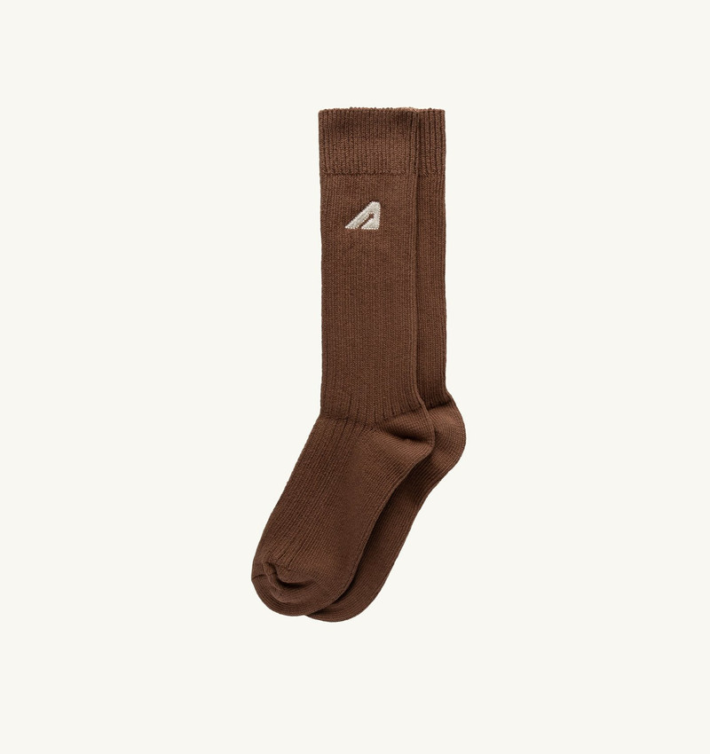 UNISEX SOCKS IN BROWN KNITTED COTTON 1