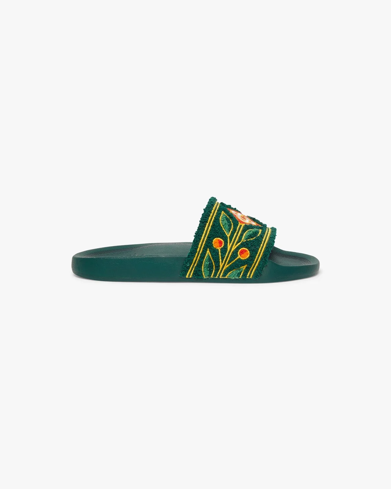 Women's Green Embroidered Terry Slides | Casablanca Paris - 1